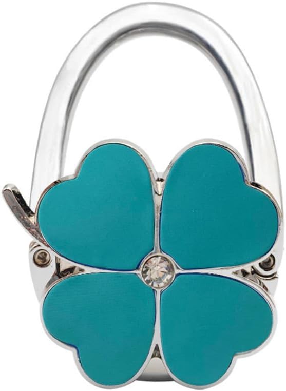 Clover Design Foldable Handbag Hanger - Portable Purse Hook for Table, Chair, or Counter - Compact & Sturdy Bag Holder for Women