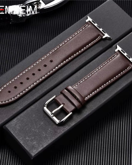 Calfskin Genuine Leather Watchband 38Mm 40Mm 41Mm for Iwatch 8 7 6 5 4 3 SE Replace Wrist Strap 42Mm 44Mm 45Mm for  Watch
