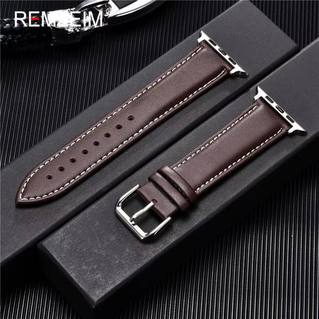 Calfskin Genuine Leather Watchband 38Mm 40Mm 41Mm for Iwatch 8 7 6 5 4 3 SE Replace Wrist Strap 42Mm 44Mm 45Mm for  Watch