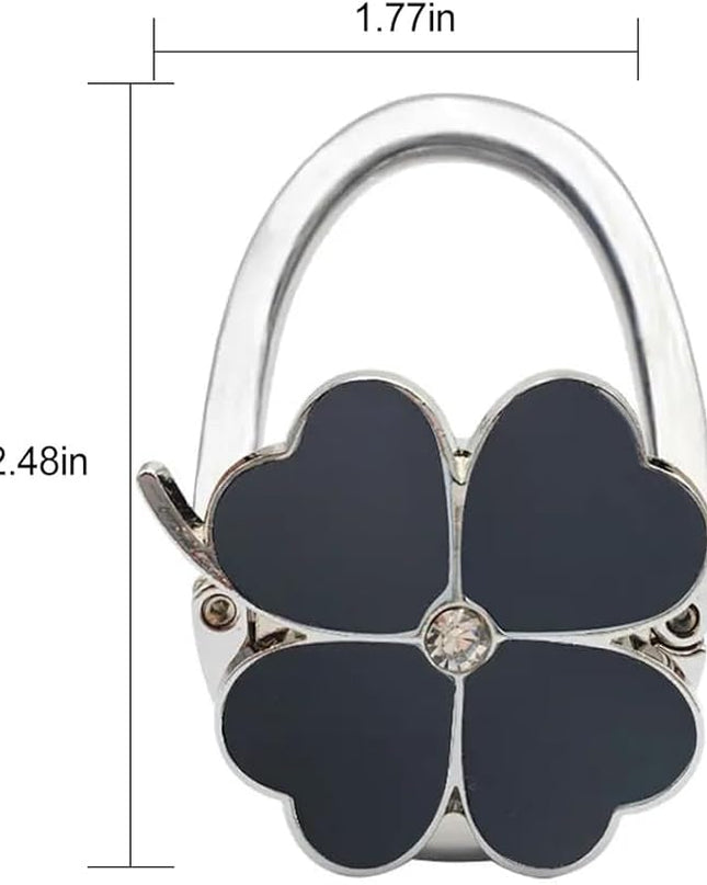 Clover Design Foldable Handbag Hanger - Portable Purse Hook for Table, Chair, or Counter - Compact & Sturdy Bag Holder for Women