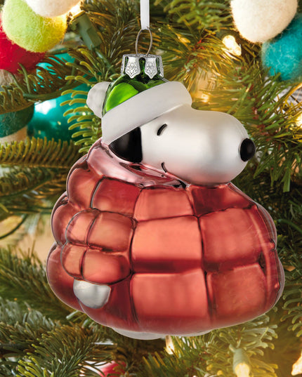 Hallmark - Glass Ornament - Peanuts™ Snoopy In Red Puffer Jacket