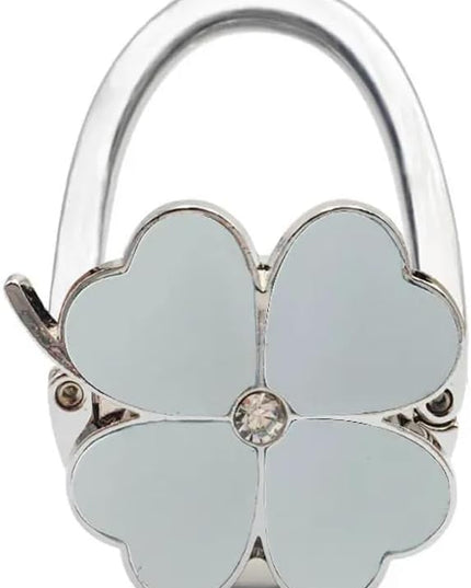 Clover Design Foldable Handbag Hanger - Portable Purse Hook for Table, Chair, or Counter - Compact & Sturdy Bag Holder for Women