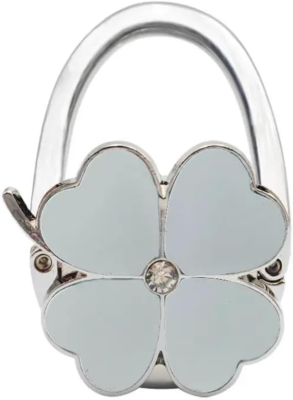 Clover Design Foldable Handbag Hanger - Portable Purse Hook for Table, Chair, or Counter - Compact & Sturdy Bag Holder for Women