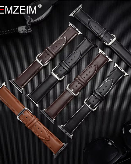 Calfskin Genuine Leather Watchband 38Mm 40Mm 41Mm for Iwatch 8 7 6 5 4 3 SE Replace Wrist Strap 42Mm 44Mm 45Mm for  Watch