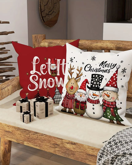 Christmas Decoration Pillowcase Merry Christmas Santa Claus Christmas Tree Pattern Suitable for Home Room Sofa Cushion Cover