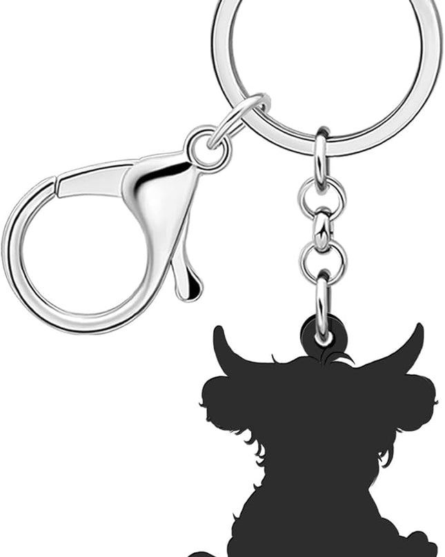 Acrylic Cute Highland Cow Keychain