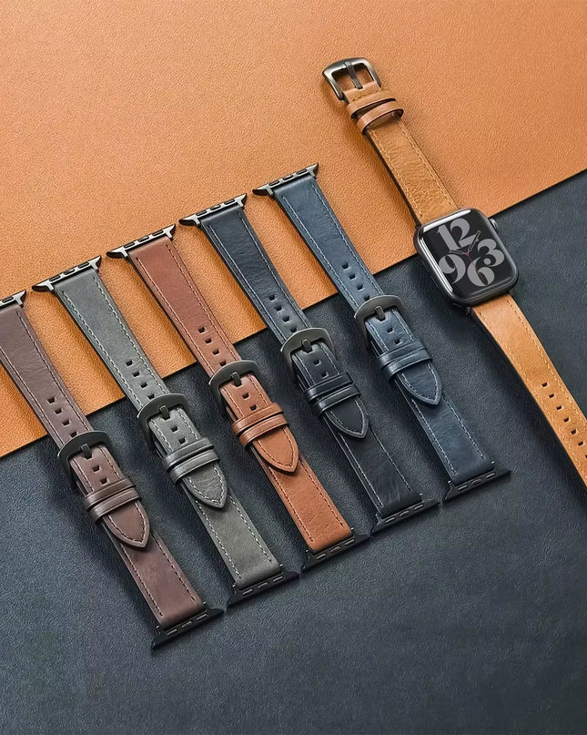 Calf Leather Watch Band for Apple Watch Strap 49Mm 46Mm 45 42 40Mm 41Mm Woman Man Bracelet for Iwatch Series 10 9 8 7 6 Se Band