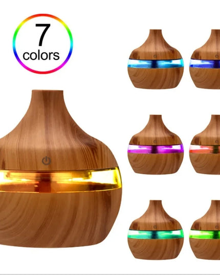 Humidifier Electric Aroma Air Diffuser Wood Ultrasonic Air Humidifier Essential Oil Aromatherapy Cool Mist Maker for Home 300Ml