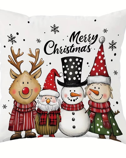 Christmas Decoration Pillowcase Merry Christmas Santa Claus Christmas Tree Pattern Suitable for Home Room Sofa Cushion Cover