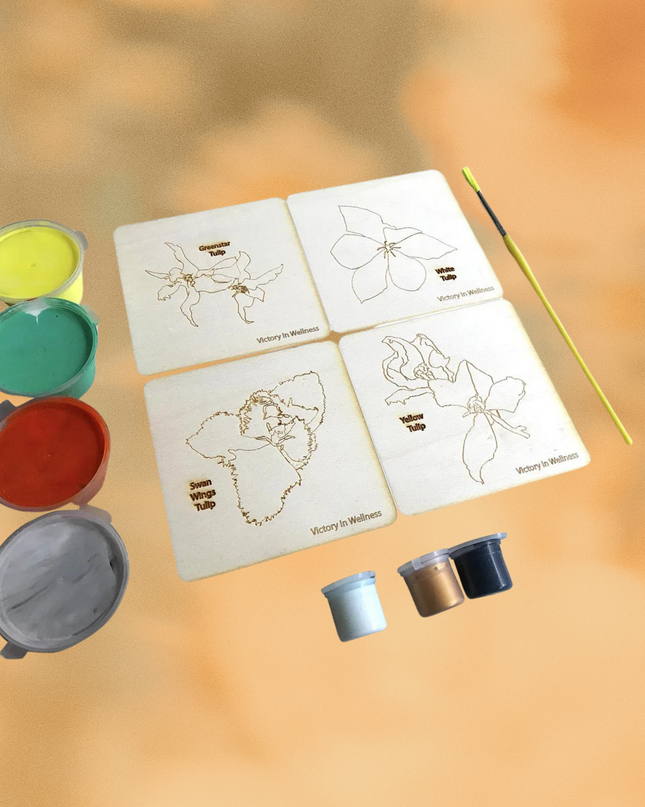 Botanical Plywood Coasters with Adult Coloring Designs, Nature-Inspired Coloring Activity, Home Decor | by Victory In Wellness-3