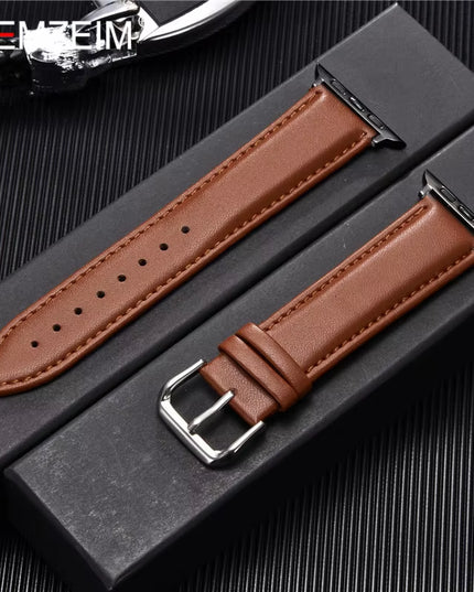 Calfskin Genuine Leather Watchband 38Mm 40Mm 41Mm for Iwatch 8 7 6 5 4 3 SE Replace Wrist Strap 42Mm 44Mm 45Mm for  Watch