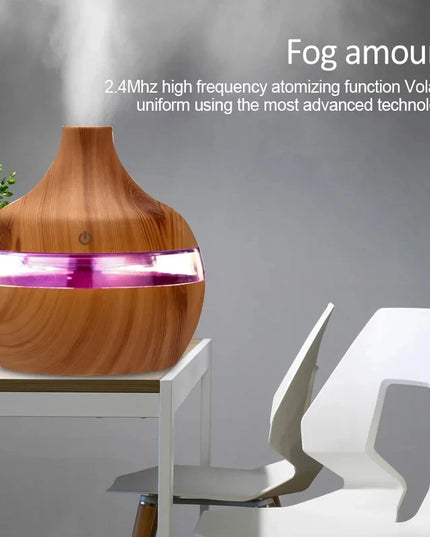 Humidifier Electric Aroma Air Diffuser Wood Ultrasonic Air Humidifier Essential Oil Aromatherapy Cool Mist Maker for Home 300Ml