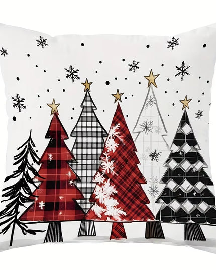 Christmas Decoration Pillowcase Merry Christmas Santa Claus Christmas Tree Pattern Suitable for Home Room Sofa Cushion Cover