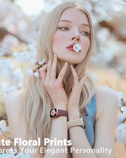 4 pack Floral Engraved Bands for Apple Watch Bands Women 38mm - 49mm,Soft Sport Silicone Floral Embossed Strap