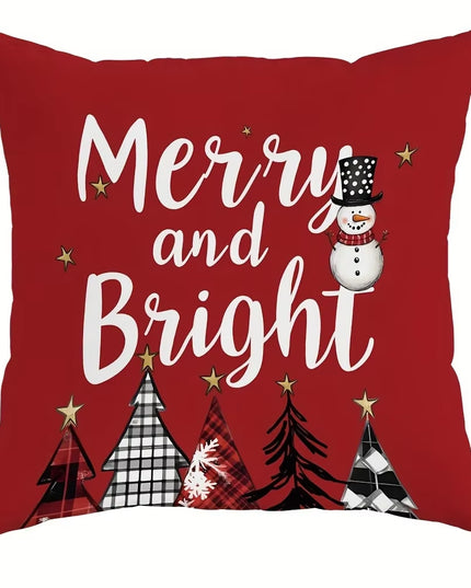 Christmas Decoration Pillowcase Merry Christmas Santa Claus Christmas Tree Pattern Suitable for Home Room Sofa Cushion Cover