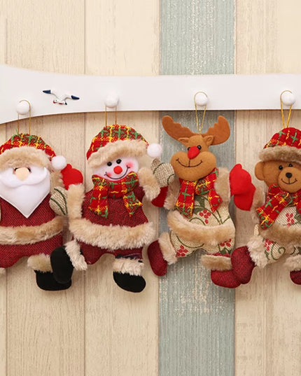 4Pcs Merry Christmas Ornaments DIY Xmas Gift Santa Claus Snowman Tree Pendant Doll Hang Decoration for Home Noel Natal New Year