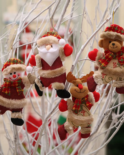 4Pcs Merry Christmas Ornaments DIY Xmas Gift Santa Claus Snowman Tree Pendant Doll Hang Decoration for Home Noel Natal New Year