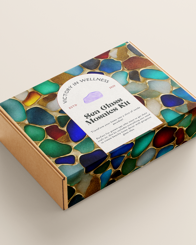 DIY Sea Glass Mosaic Craft Kit for Adults, Create Beach-Inspired Home Decor with Glass Tiles, Easy Step-by-Step Instructions | by Victory In Wellness-1