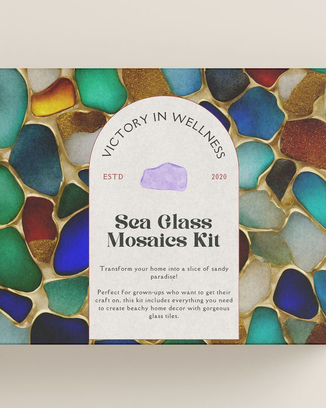 DIY Sea Glass Mosaic Craft Kit for Adults, Create Beach-Inspired Home Decor with Glass Tiles, Easy Step-by-Step Instructions | by Victory In Wellness-0