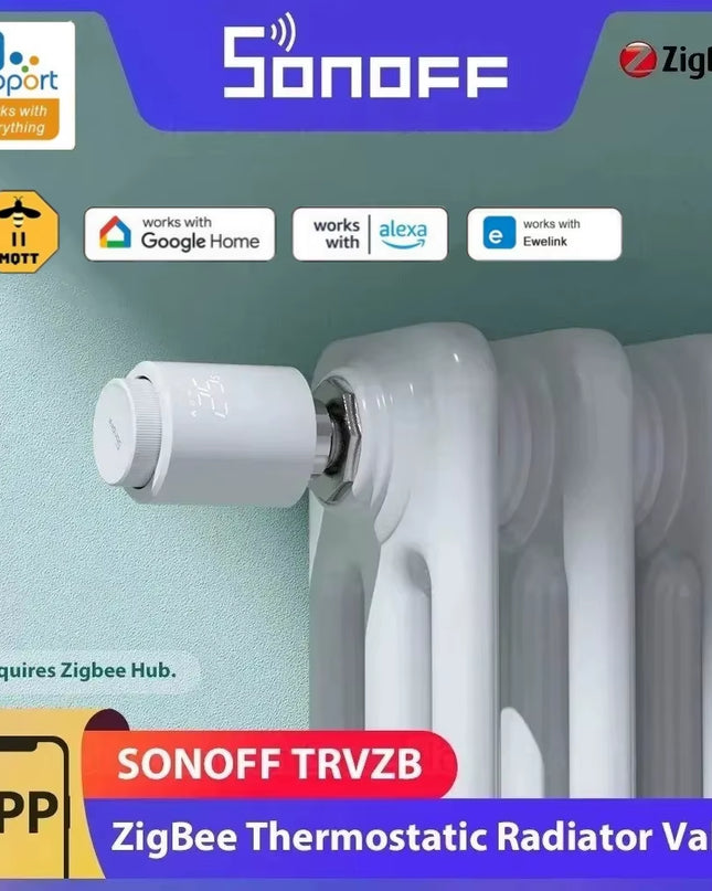 TRVZB Zigbee Thermostatic Radiator Valve Smart Home Heating Froest Protection Remote Group Control via Ewelink Alexa