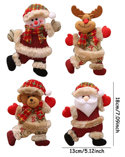 4Pcs Merry Christmas Ornaments DIY Xmas Gift Santa Claus Snowman Tree Pendant Doll Hang Decoration for Home Noel Natal New Year