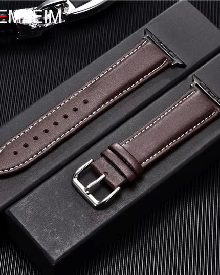 Calfskin Genuine Leather Watchband 38Mm 40Mm 41Mm for Iwatch 8 7 6 5 4 3 SE Replace Wrist Strap 42Mm 44Mm 45Mm for  Watch