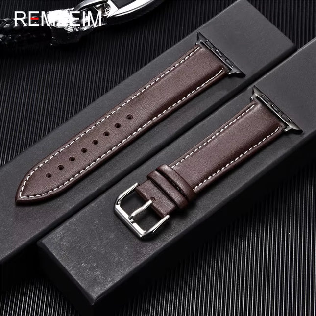 Calfskin Genuine Leather Watchband 38Mm 40Mm 41Mm for Iwatch 8 7 6 5 4 3 SE Replace Wrist Strap 42Mm 44Mm 45Mm for  Watch