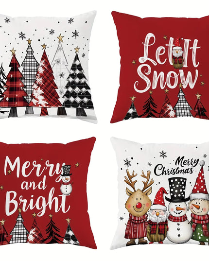 Christmas Decoration Pillowcase Merry Christmas Santa Claus Christmas Tree Pattern Suitable for Home Room Sofa Cushion Cover