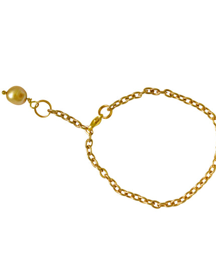 Gold freshwater pearl adjustable bracelet or anklet on gold plated chain | by Ifemi Jewels-2